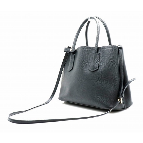 Prada 2WAY Black Leather Tote Saffiano Bag - Picture 1 of 9
